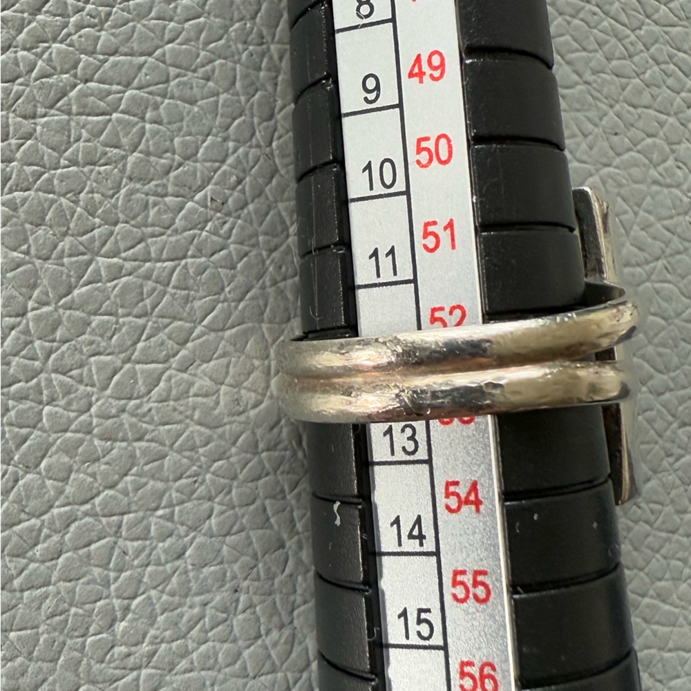 Stone Rectangular Sterling Silver Vintage Ring - image 3